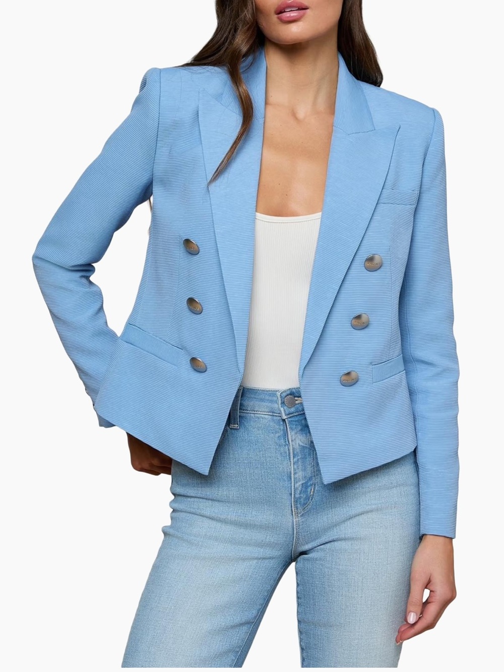 L'AGENCE Light Blue Double-Breasted Blazer - size 4